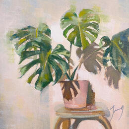 Peinture Monstera deliciosa par Jung François | Tableau Figuratif Huile Natures mortes
