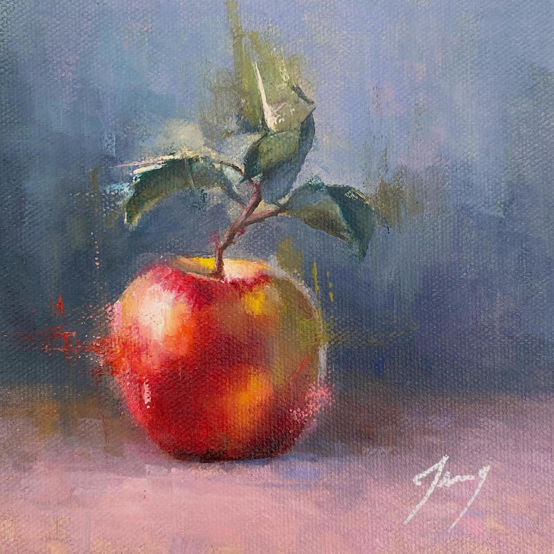 Painting La pomme magique by Jung François | Painting Figurative Still-life Oil