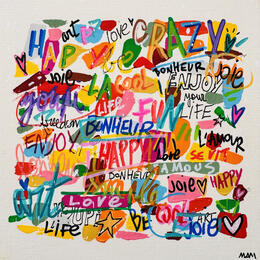 Peinture HAPPY WORDS par Mam | Tableau