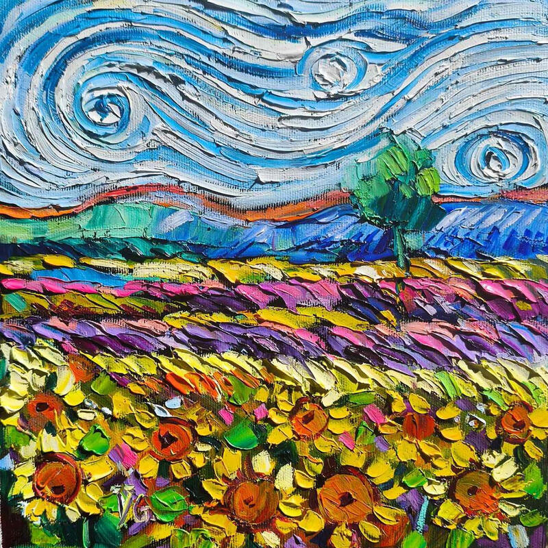 Painting Golden Horizons by Georgieva Vanya | Painting Figurative Landscapes Oil