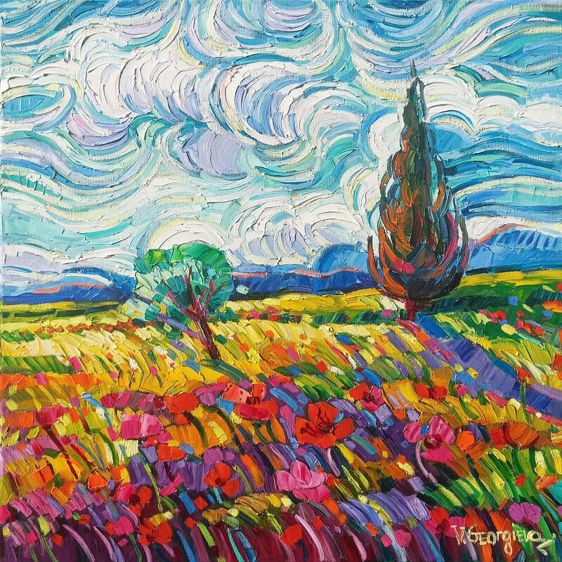 Peinture Whispers from summer fields par Georgieva Vanya | Tableau Figuratif Paysages Huile