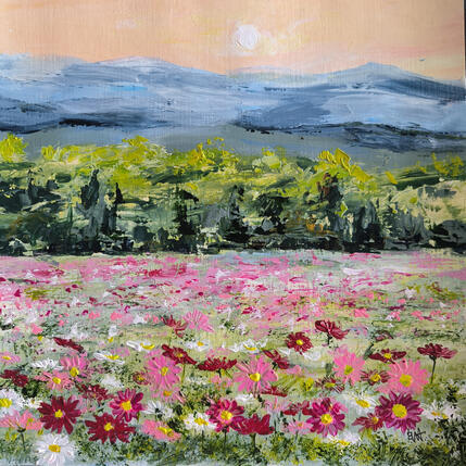 Peinture Cosmos sur terre par Rey Ewa | Tableau Figuratif Acrylique Paysages