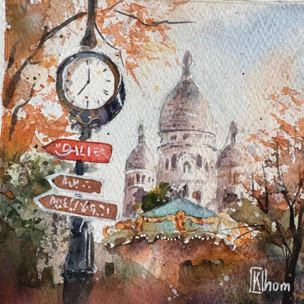 Painting L’heure de Montmartre by Khomyakova Liliya | Painting Figurative Watercolor Architecture, Landscapes, Nature