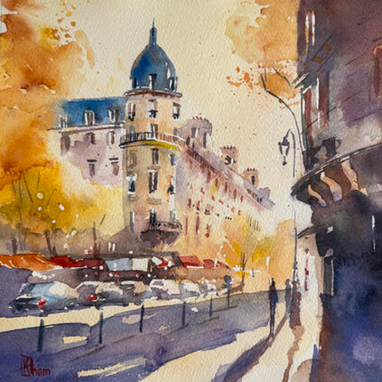 Painting Lumière d'automne à Paris by Khomyakova  Liliya  | Painting Figurative Watercolor