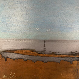 Painting Face à la mer by Mahieu Bertrand | Painting Figurative Metal Landscapes