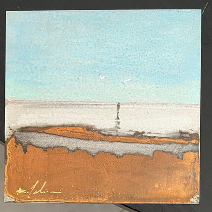 Peinture Face à la mer par Mahieu Bertrand | Tableau Figuratif Métal Paysages
