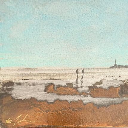 Peinture La jetée par Mahieu Bertrand | Tableau Figuratif Métal Paysages