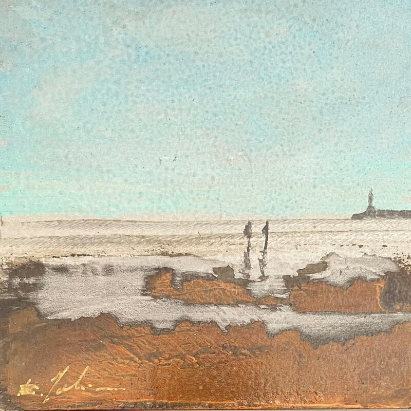 Peinture La jetée par Mahieu Bertrand | Tableau Figuratif Paysages Métal