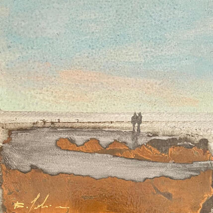 Gemälde Un soir au Lido von Mahieu Bertrand | Gemälde Figurativ Metall Landschaften