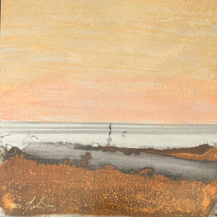 Gemälde Promenade un soir von Mahieu Bertrand | Gemälde Figurativ Metall Landschaften, Pop-Ikonen