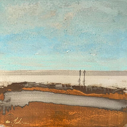 Gemälde À la plage von Mahieu Bertrand | Gemälde Figurativ Metall Landschaften, Pop-Ikonen