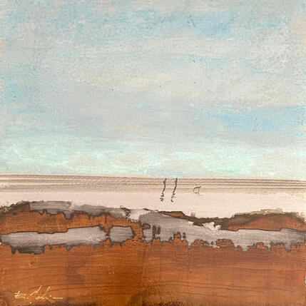 Gemälde Balade à la plage von Mahieu Bertrand | Gemälde Figurativ Metall Landschaften