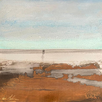 Gemälde À la plage von Mahieu Bertrand | Gemälde Figurativ Metall Landschaften
