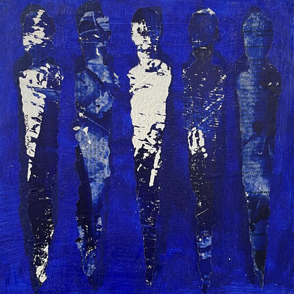 Painting Blanc et bleu by Rocco Sophie | Painting Raw art Acrylic, Gluing, Sand