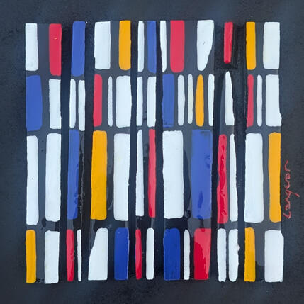 Gemälde Bc7 hommage Mondrian von Langeron Luc | Gemälde Materialismus Acryl, Harz, Holz Pop-Ikonen