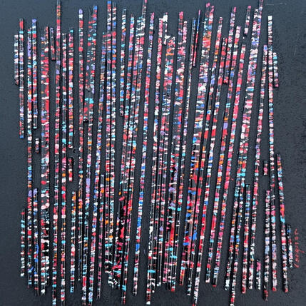 Gemälde Bc45 vibration rouge von Langeron Luc | Gemälde Materialismus Acryl, Harz, Holz