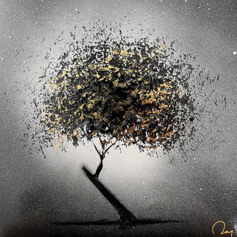 Painting Mon Arbre by Rey Julien | Painting Figurative Gold leaf