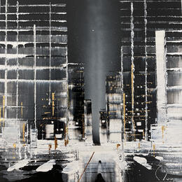 Painting Night Walk  by Rey Julien | Painting Figurative Gold leaf Pop icons