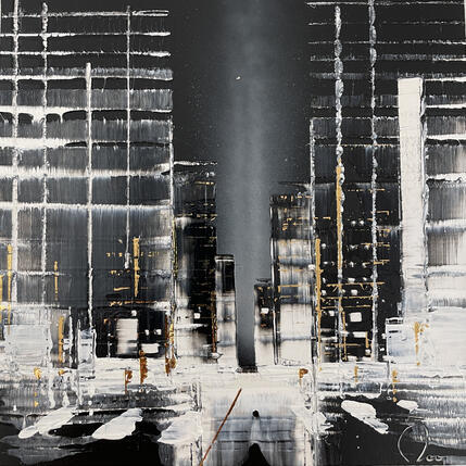 Painting Night Walk  by Rey Julien | Painting Figurative Gold leaf Pop icons