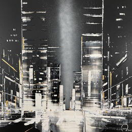 Painting Night Call by Rey Julien | Painting Figurative Gold leaf