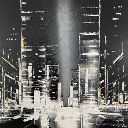 Painting Night Call by Rey Julien | Painting Figurative Gold leaf