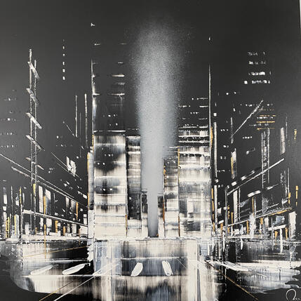 Painting Night Time by Rey Julien | Painting Figurative Gold leaf
