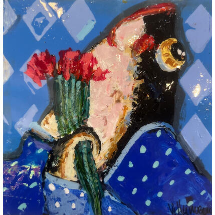 Painting Enamorada ramo de flores by Villanueva Puigdelliura Natalia | Painting Figurative
