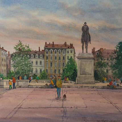 Peinture Lyon par Decoudun Jean charles | Tableau Figuratif Aquarelle Urbain