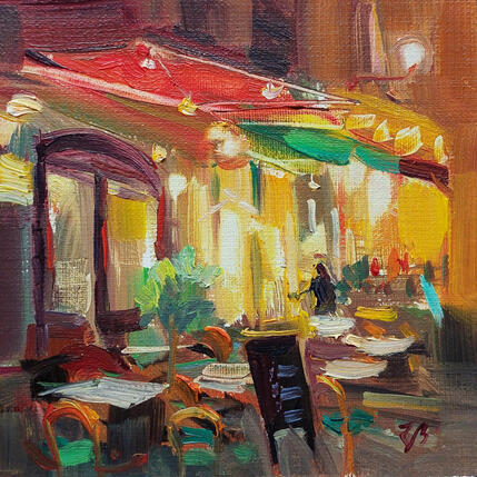 Peinture A Café in Old Lyon par Valeeva Katharina | Tableau