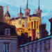 Peinture Golden Rooftops of Lyon  par Valeeva Katharina  | Tableau Impressionnisme Paysages Urbain Architecture Huile