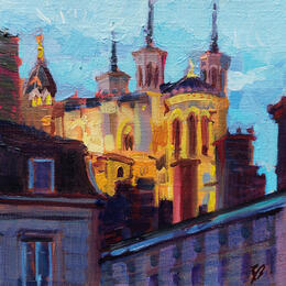 Peinture Golden Rooftops of Lyon  par Valeeva Katharina  | Tableau