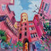 Peinture The Pink Streets of Lyon  par Valeeva Katharina  | Tableau Impressionnisme Paysages Urbain Architecture Huile