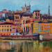 Peinture Reflections of Lyon par Valeeva Katharina | Tableau Impressionnisme Paysages Urbain Architecture Huile