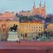 Painting The Old Square of Lyon by Valeeva Katharina  | Painting Impressionism Landscapes Urban Architecture Oil