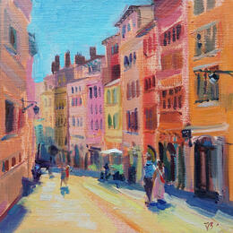 Gemälde Sunlit Streets of Old Lyon von Valeeva Katharina  | Gemälde