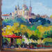 Peinture A Café with a View par Valeeva Katharina | Tableau Impressionnisme Paysages Urbain Architecture Huile