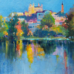 Painting Lyon Reflected in Blue by Valeeva Katharina  | Painting