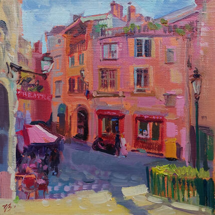 Peinture A Charming Street in Lyon par Valeeva Katharina  | Tableau