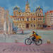 Peinture A Breeze Across the Square par Valeeva Katharina | Tableau Impressionnisme Paysages Urbain Architecture Huile