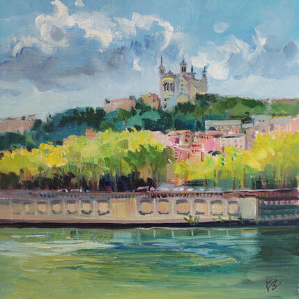 Peinture Golden Riverside of Lyon par Valeeva Katharina  | Tableau