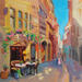 Peinture A Flower-Filled Corner in Lyon par Valeeva Katharina | Tableau Impressionnisme Paysages Urbain Architecture Huile