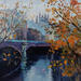 Peinture Autumn Whispers by the Saône par Valeeva Katharina  | Tableau Impressionnisme Paysages Urbain Architecture Huile