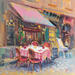 Peinture A Cozy Café Terrace in Lyon par Valeeva Katharina | Tableau Impressionnisme Paysages Urbain Architecture Huile