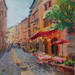 Peinture Strolling Through Old Lyon par Valeeva Katharina | Tableau Impressionnisme Paysages Urbain Architecture Huile