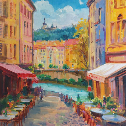 Peinture Sunlit Terraces by the Saône par Valeeva Katharina  | Tableau