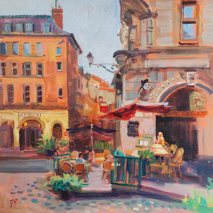 Peinture A Little Café in Old Lyon par Valeeva Katharina  | Tableau