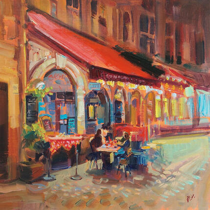 Peinture Beneath the Red Awning par Valeeva Katharina  | Tableau