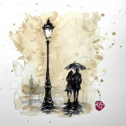 Painting Un jour de pluie à Paris by Flament Audrey | Painting