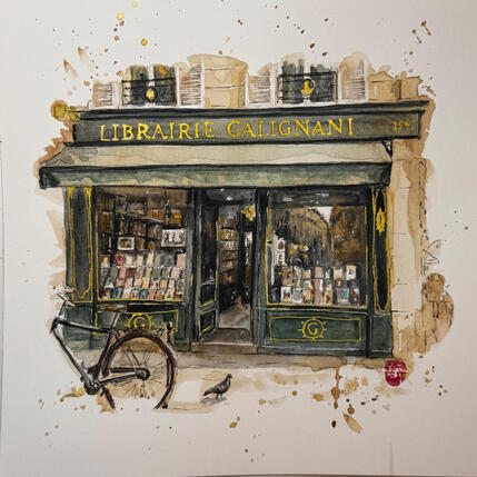 Painting La librairie des rêves  by Flament Audrey | Painting