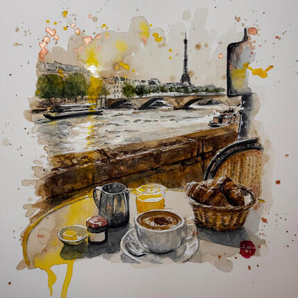 Painting Petit déjeuner sur les quais by Flament Audrey | Painting